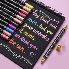 Double Tip Metallic Acrylic Brush Stroke Markers – Fat Nib Opaque Graffiti & Art Pens