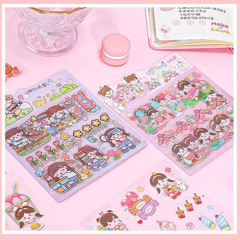 Kawaii Guka Girl Little Red Umbrella Stickers,Stickers