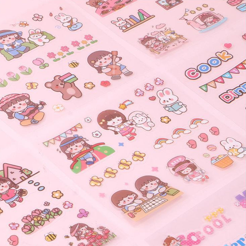 Kawaii Guka Girl Little Red Umbrella Stickers,Stickers