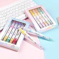 ✨ Mochi Double-Ended Highlighter Set of 6 – Cute, Pastel & Aesthetic Study Glow! 🍡