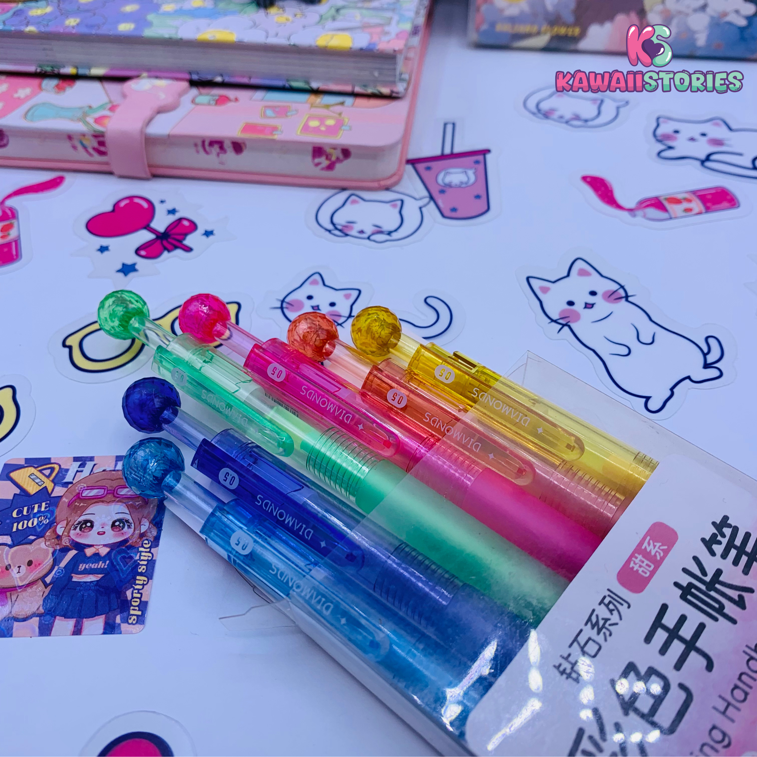 Kawaii Diamond Color Series Gel Pen Set of 6 - Sweet Series