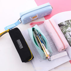 Korean Pastel Square Pencil Case – Cute INS Canvas Stationery Pouch