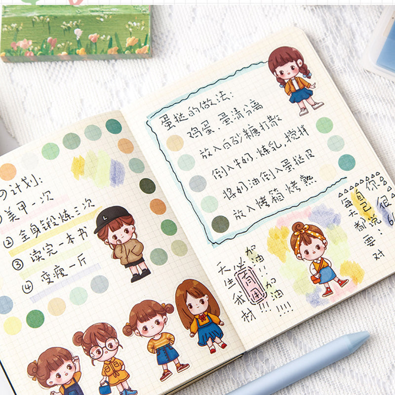 Kawaii Girl Characters Waterproof Die Cut Stickers - Pack of 40 Stickers,Stickers