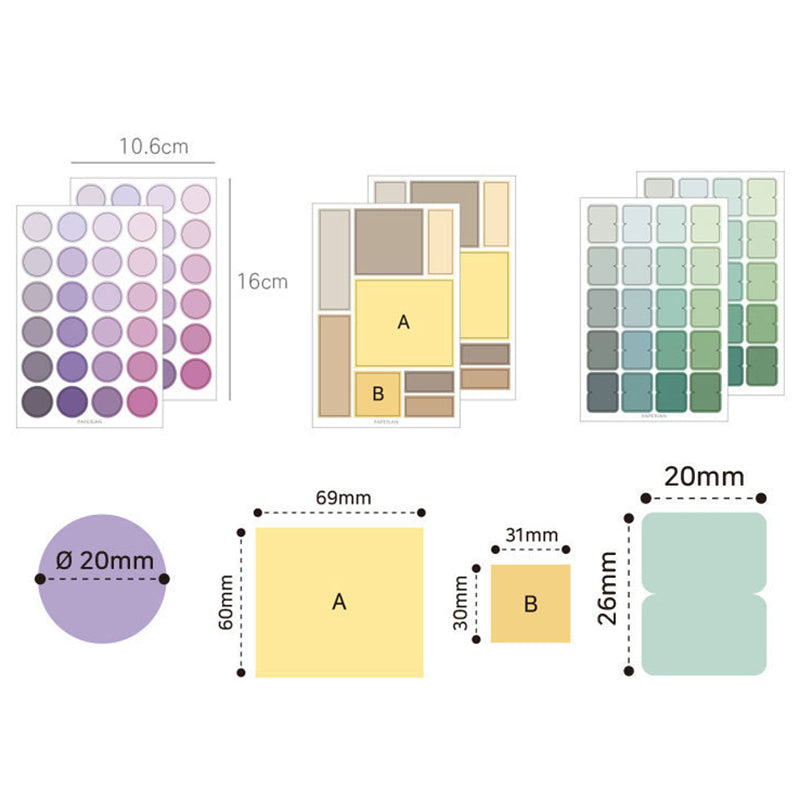 Cute Color Palette Gradient Index Stickers, Bookmarks