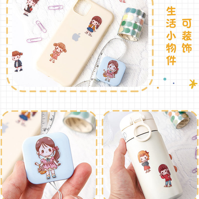 Kawaii Girl Characters Waterproof Die Cut Stickers - Pack of 40 Stickers,Stickers