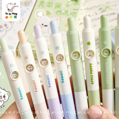 Kawaii Black Cat Gel Pens with Soft Grip - 4 Pack