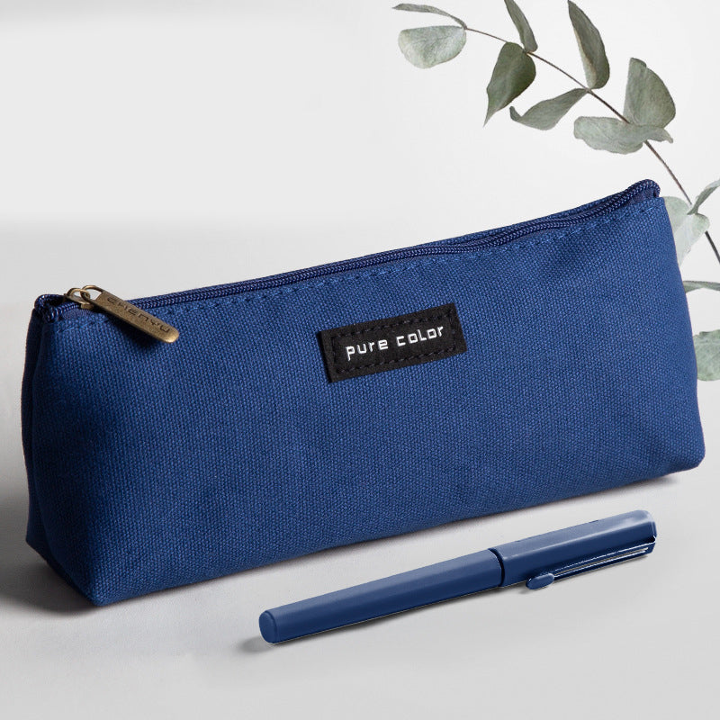 Canvas Square Shape Student Pencil Case Blue, Geometry Box