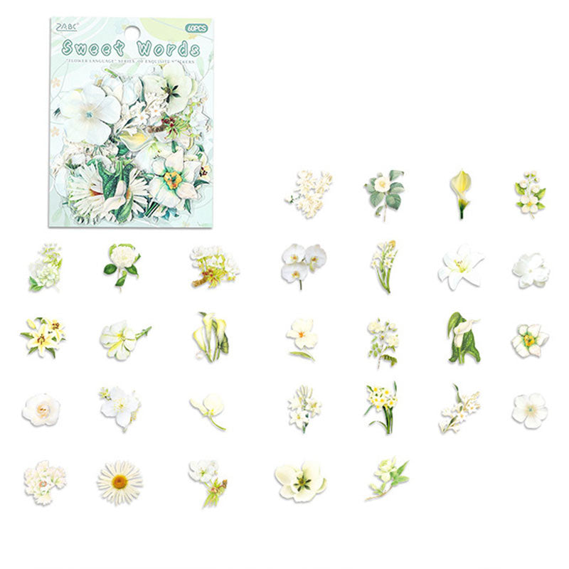 Vintage Flower PET Stickers – Clear Floral Decor for Journals