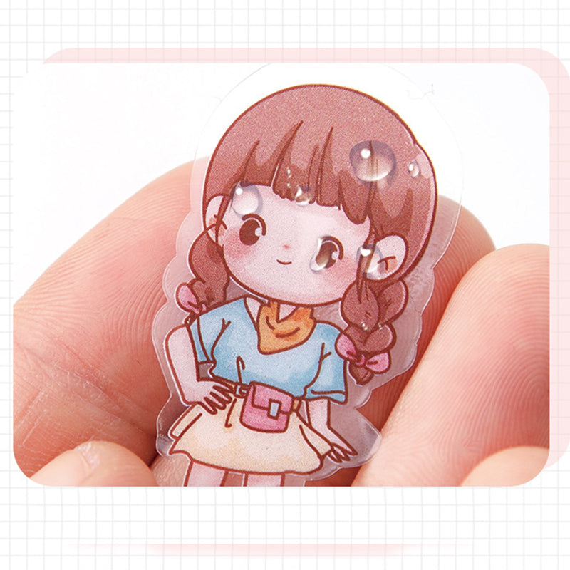 Kawaii Girl Characters Waterproof Die Cut Stickers - Pack of 40 Stickers,Stickers