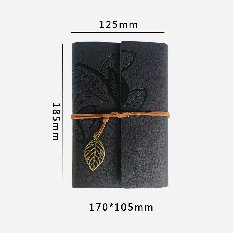 Vintage Retro PU Leather Leaf Cover Helm A6 Notebook Black, Kawai Notebooks