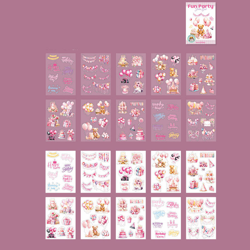 Happy Party Double-Material DIY PET Stickers Set of 20 Sheets