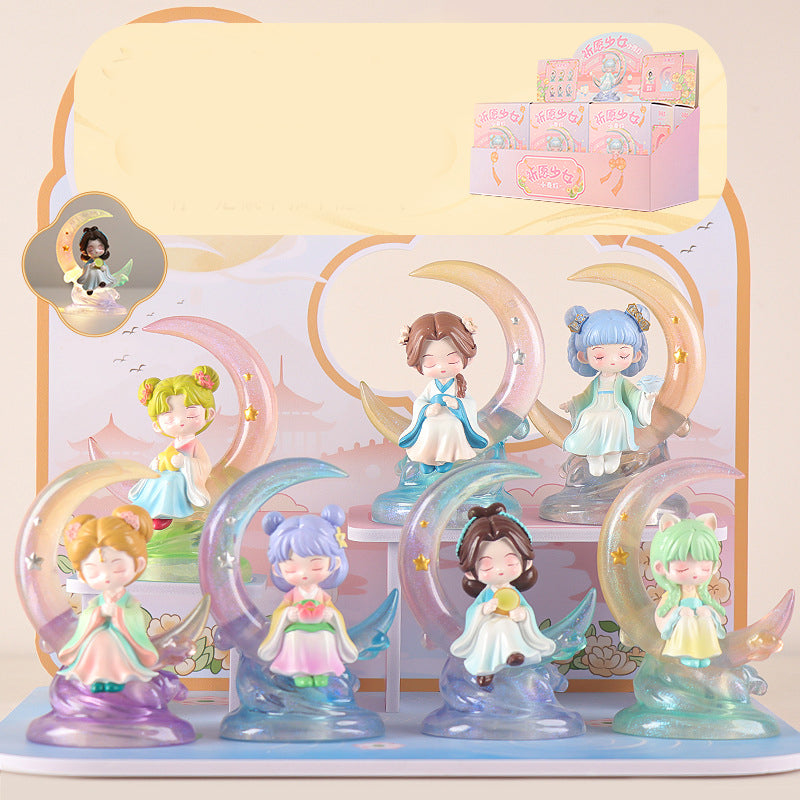 Kawaii Ancient Style Praying Girl Blind Box Lamp,Kawaii Lamps