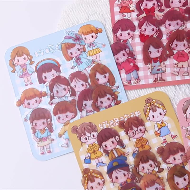 Kawaii Girl Characters Waterproof Die Cut Stickers - Pack of 40 Stickers,Stickers