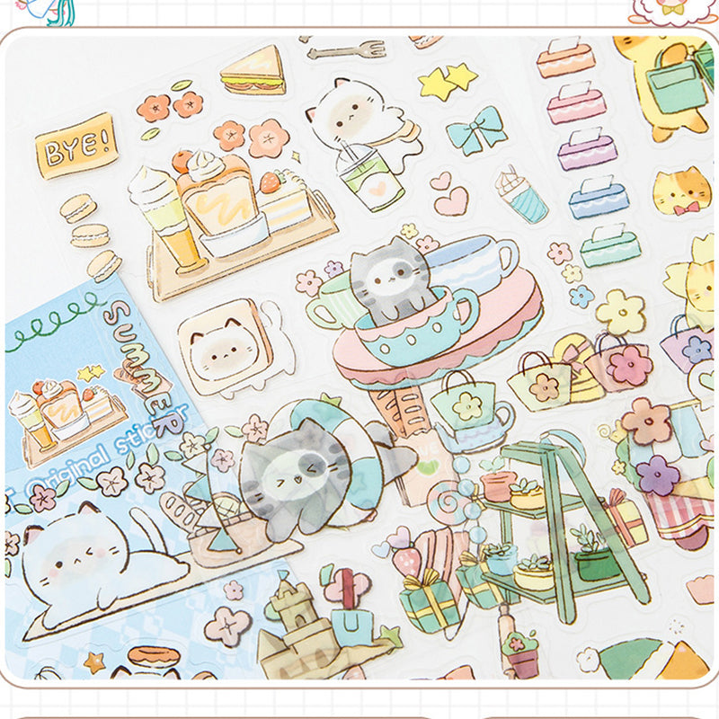 Glossy Waterproof Transparent Cute Animals Stickers - Set of 8 Sheets,Stickers