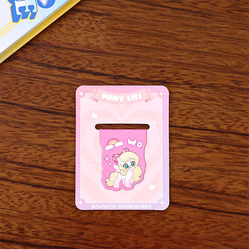 Wo Pony Cute Cartoon Pony Lily Magnetic Bookmark, Bookmarks