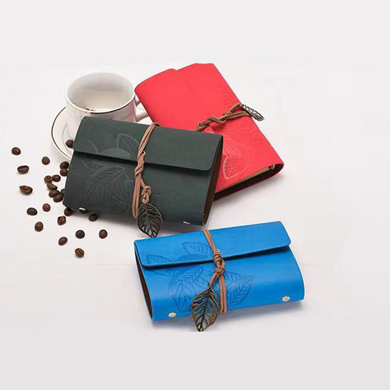 Vintage Retro PU Leather Leaf Cover Helm A6 Notebook, Kawai Notebooks