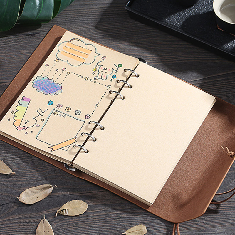 Kawaii Vintage Retro Maple Leaf PU Leather Notebook - A6, Kawai Notebooks