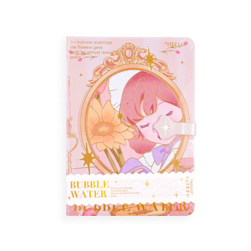 Kawaii Cute Girl Illustrated B6 Notebook Peach, Kawai Notebooks