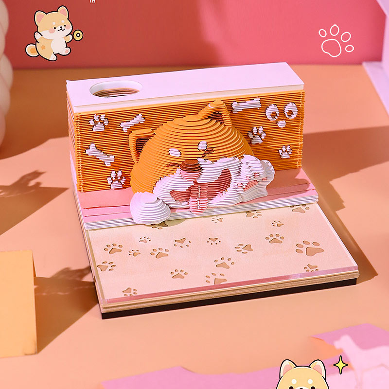 2026 Cute Puppy 3D Paper Sculpture Desk Memo Pad