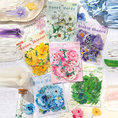 Vintage Flower PET Stickers – Clear Floral Decor for Journals