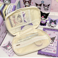 🍰 Japanese Cream Pancake Square Pencil Case – Cute Large-Capacity Stationery Storage Bag