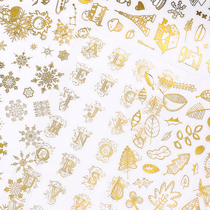 Golden Design Sticker Waterproof Golden Stamp Stickers – KawaiiStories