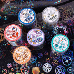 Retro Holograpic Gear Rhapsody Series Mechanical DIY Notebook Sticker