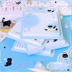 🌟 Sea Salt Cat Square Sticky Notebook – Cute & Aesthetic Sticky Notes for Students & Office Use