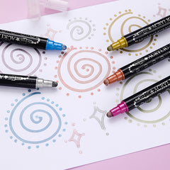 Double Tip Metallic Acrylic Brush Stroke Markers – Fat Nib Opaque Graffiti & Art Pens