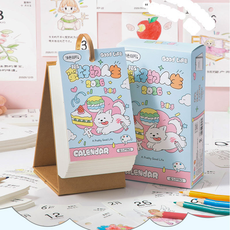 Xinmo 2026 Life Coloring Desk Calendar – 365 Days of Fun