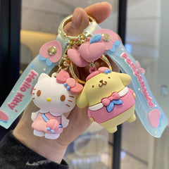 🎀 Pastel Sanrio Momo Keychain – Cute Doll Pendant Collection