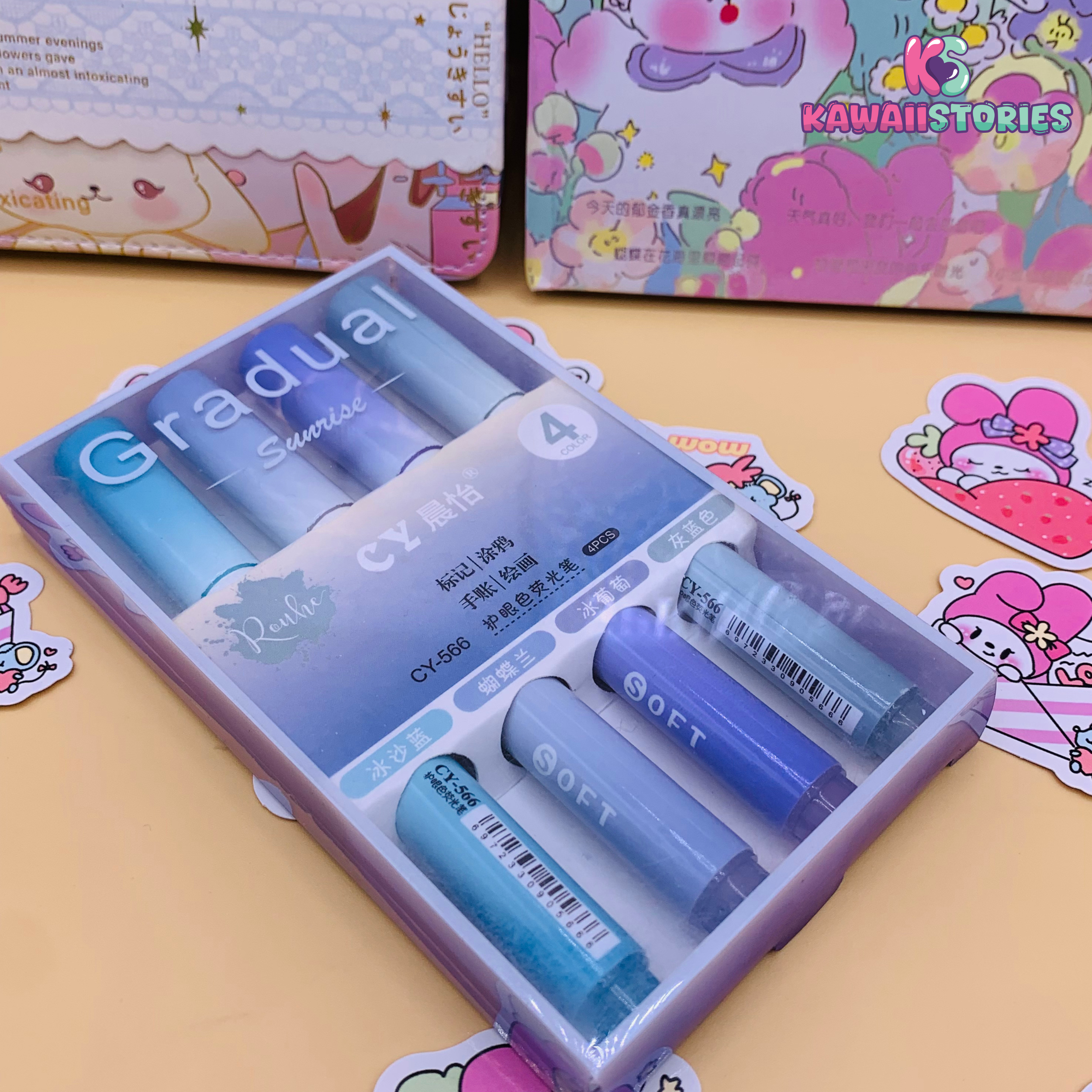 Fluorescent Ink Pastel Colors Mini Highlighter Set