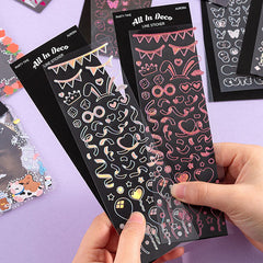 Colorful Aurora Line Laser Holographic Stickers Sheet