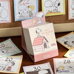 New Snoopy 2026 Tear-Off Mini Desk Calendar – Cute Kawaii Daily Comic Notes