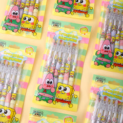 💛 Spongebob Pastel Click Pen Set – 6-Pack Cute Cartoon Gel Pens