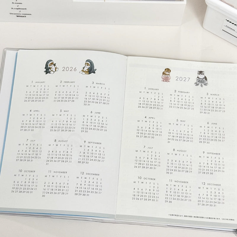 Planner showing 2026 and 2027 yearly calendar pages for long term planning