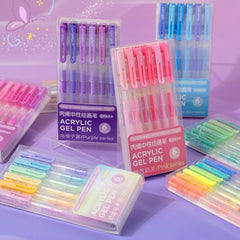 🌈 Acrylic Dreamy Gel Pen Set of 6– Kawaii Pastel Writing & Drawing Pens