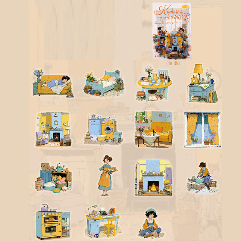Komori Winter Series Snow Scene DIY Decor PET Sticker Pack