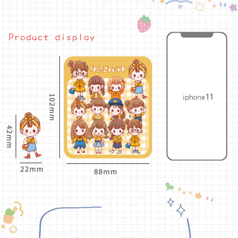 Kawaii Girl Characters Waterproof Die Cut Stickers - Pack of 40 Stickers,Stickers