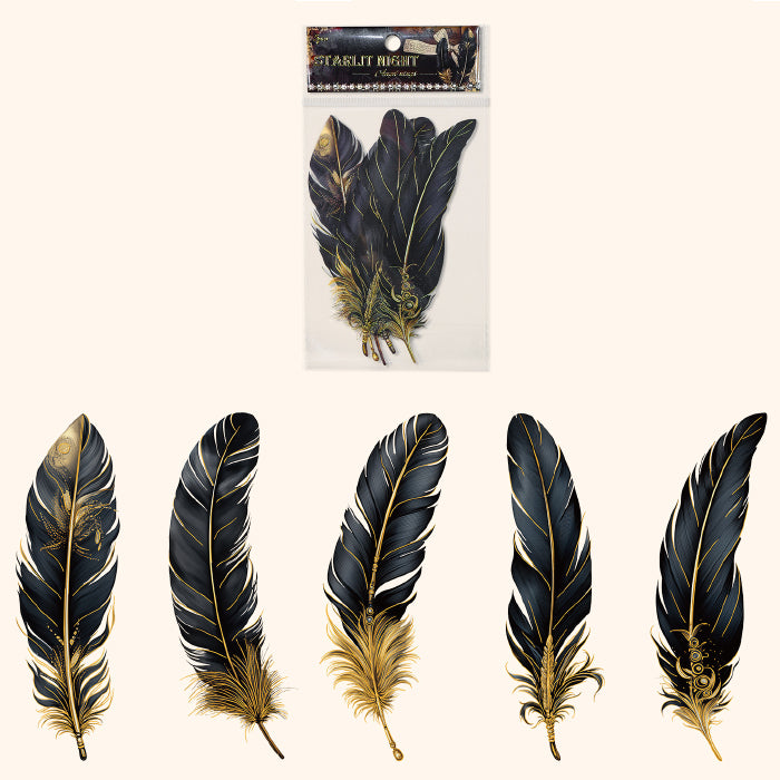 PET Vintage Foil Sticker Pack Angel's Feather Series Set of 5 Stickers