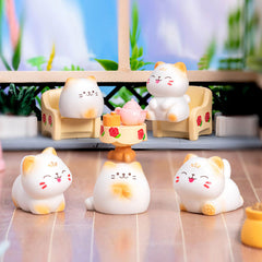 Mo Yan Cat Doll Ornament – Cute Cartoon Style Desk Accessory Set of 8