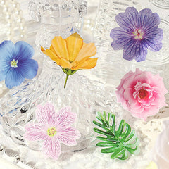 Vintage Flower PET Stickers – Clear Floral Decor for Journals