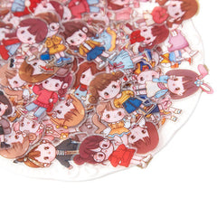 Kawaii Girl Characters Waterproof Die Cut Stickers - Pack of 40 Stickers,Stickers