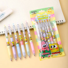 💛 Spongebob Pastel Click Pen Set – 6-Pack Cute Cartoon Gel Pens