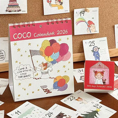 COCO 2026 Kawaii Desk Calendar ✨ Cute Illustration Stand Calendar 📅💖