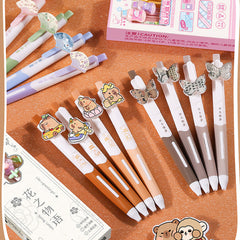 Cartoon Push-Button Gel Pens with 0.5mm Tip - 4 Pack