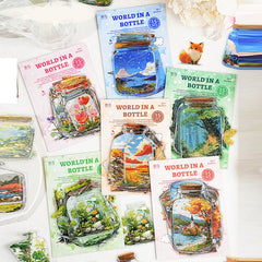 Yiniao Large PET Sticker Pack – World in a Bottle Series, Oil Painting Notebook Decor