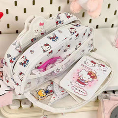 🎀 Hello Kitty Large-Capacity Multi-Layer Pencil Case – Cute Instagram-Style Stationery Bag for Girls