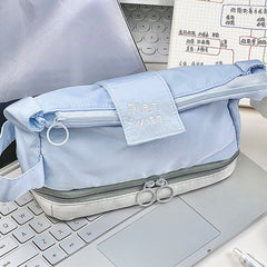 Japanese Minimalist Double-Layer Pencil Case – Large-Capacity Student Stationery Bag