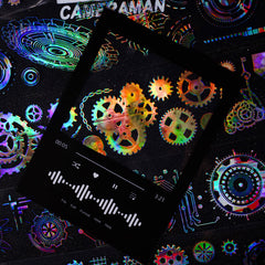 Retro Holograpic Gear Rhapsody Series Mechanical DIY Notebook Sticker